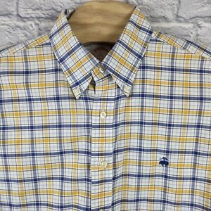 Brooks Brothers 346 Men Yellow Button Long Sleeve Non Iron Cotton Logo Sz Large